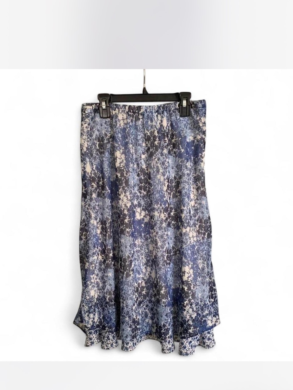Abstract Floral Kim Rogers Blue Printed Midi Skirt size M